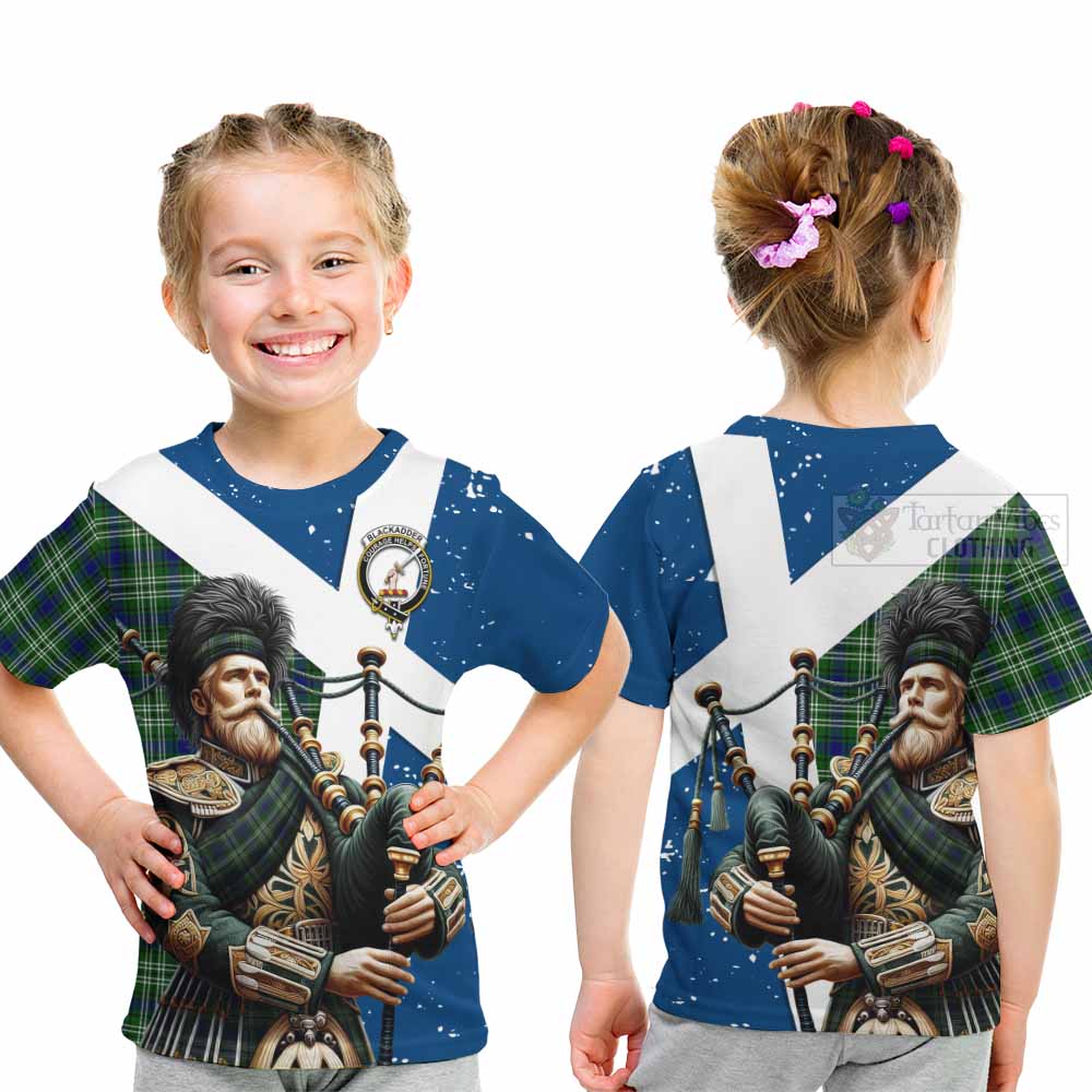 Blackadder Tartan Kid T-Shirt with Family Crest Scottish Bagpiper Vibes - Tartan Vibes Clothing