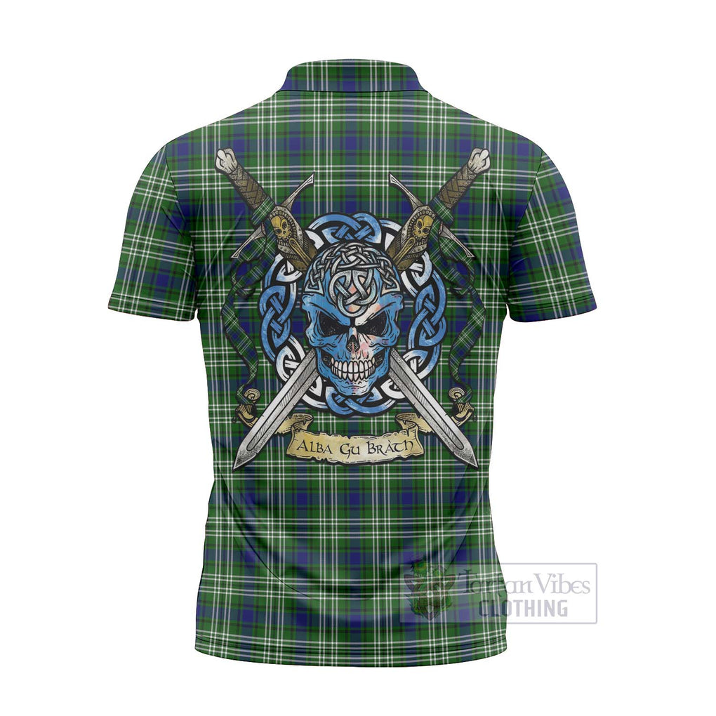 Blackadder Tartan Zipper Polo Shirt with Family Crest Celtic Skull Style - Tartan Vibes Clothing