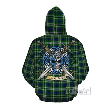 Blackadder Tartan Cotton Hoodie with Family Crest Celtic Skull Style Pullover Hoodie - Tartan Vibes Clothing