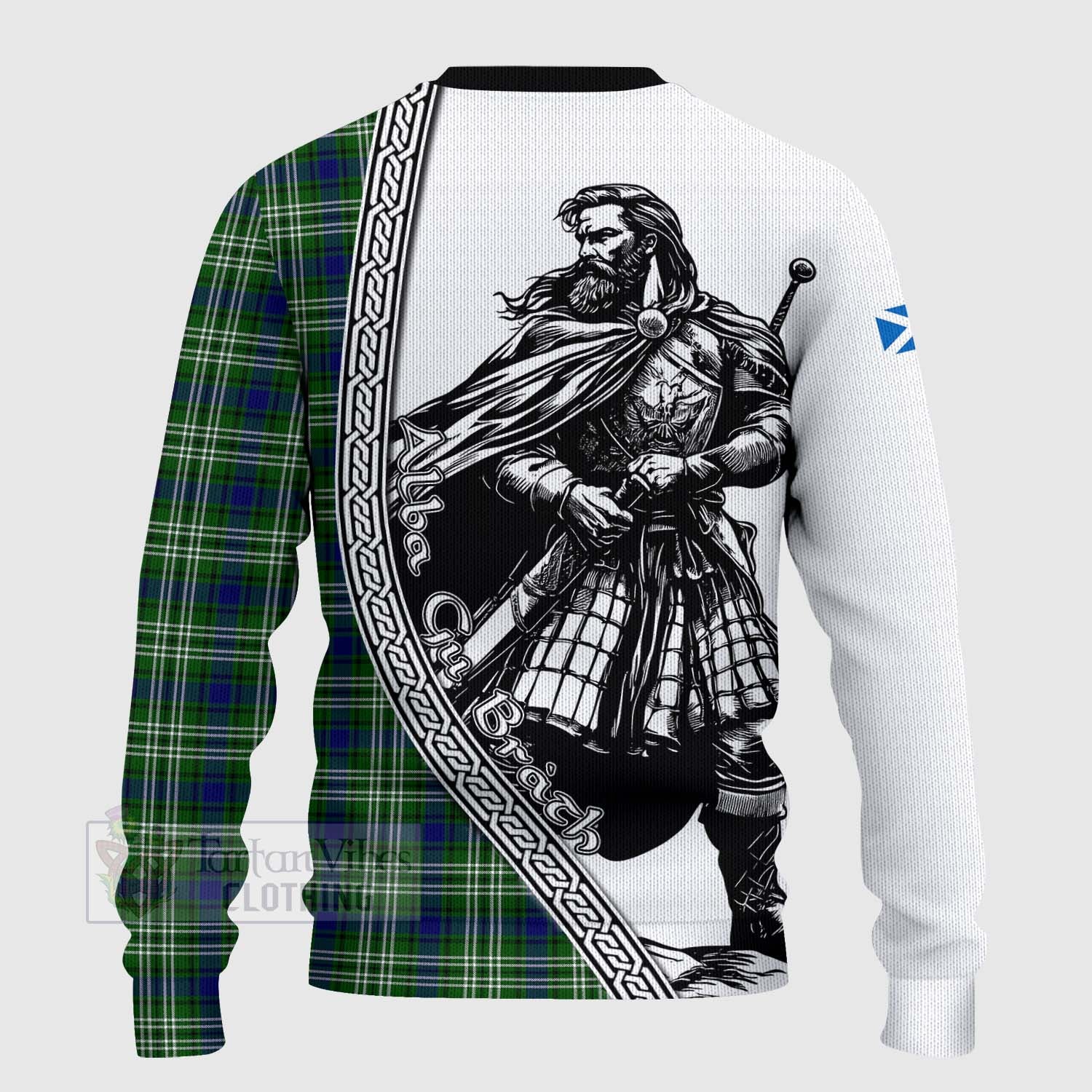Blackadder Tartan Clan Crest Knitted Sweater with Highlander Warrior Celtic Style - Tartan Vibes Clothing