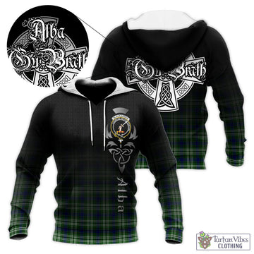 Blackadder Tartan Knitted Hoodie Featuring Alba Gu Brath Family Crest Celtic Inspired