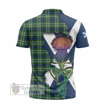 Tartan Vibes Clothing Blackadder Tartan Family Crest Zipper Polo Shirt Scottish Thistle Celtic Inspired