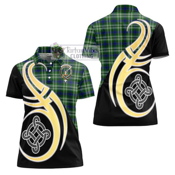 Blackadder Tartan Women's Polo Shirt with Family Crest and Celtic Symbol Style - Tartan Vibes Clothing