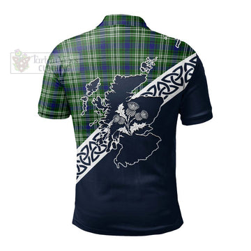 Blackadder Tartan Polo Shirt Featuring Thistle and Scotland Map - Tartanvibesclothing Store