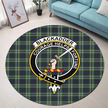 Blackadder Tartan Round Rug with Family Crest