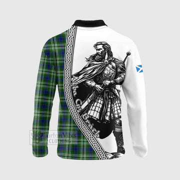Blackadder Tartan Clan Crest Long Sleeve Polo Shirt with Highlander Warrior Celtic Style - Tartan Vibes Clothing