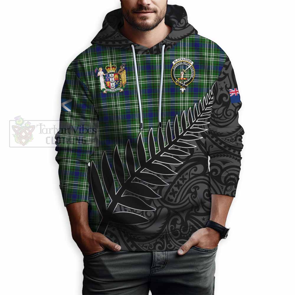 Blackadder Crest Tartan Hoodie with New Zealand Silver Fern Half Style - Tartan Vibes Clothing