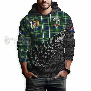 Tartan Vibes Clothing Blackadder Crest Tartan Hoodie with New Zealand Silver Fern Half Style
