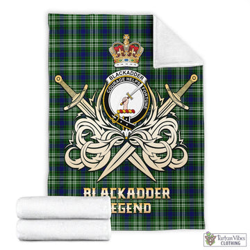 Blackadder Tartan Blanket with Clan Crest and the Golden Sword of Courageous Legacy - Tartan Vibes Clothing