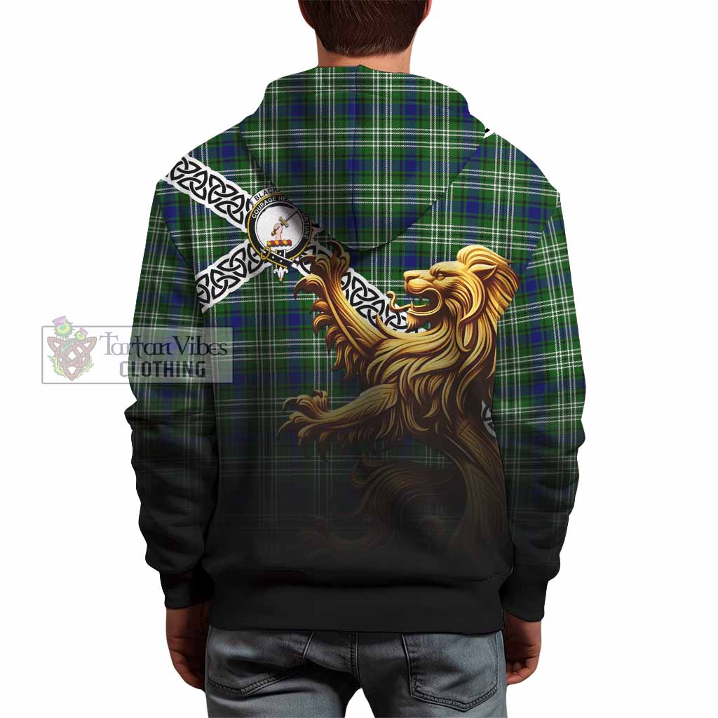 Blackadder Crest Tartan Hoodie with Golden Lion Emblem Celtic Style - Tartan Vibes Clothing