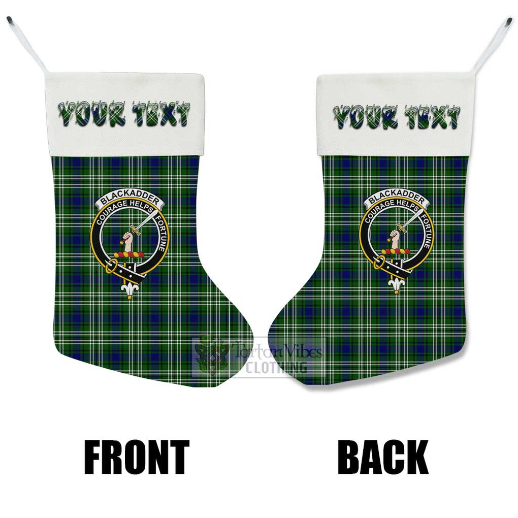 Tartan Vibes Clothing Blackadder Tartan Family Crest Christmas Stocking with Personalized Text