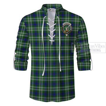 Blackadder Tartan Ghillie Kilt Shirt with Family Crest Celtic Skull Style - Tartan Vibes Clothing
