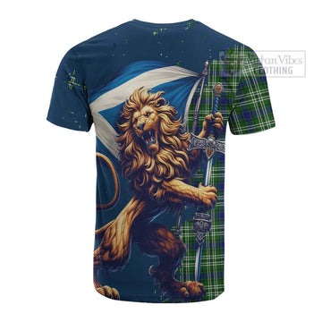 Blackadder Tartan Family Crest Cotton T-shirt with Scottish Majestic Lion - Tartan Vibes Clothing