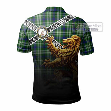 Blackadder Crest Tartan Polo Shirt with Golden Lion Emblem Celtic Style - Tartan Vibes Clothing