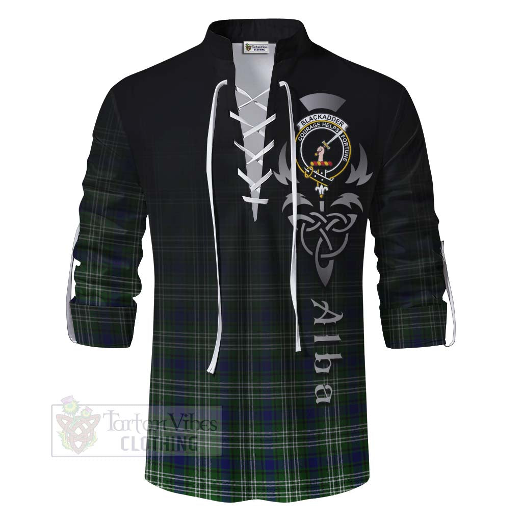 Blackadder Tartan Ghillie Kilt Shirt Featuring Alba Gu Brath Family Crest Celtic Inspired - Tartan Vibes Clothing