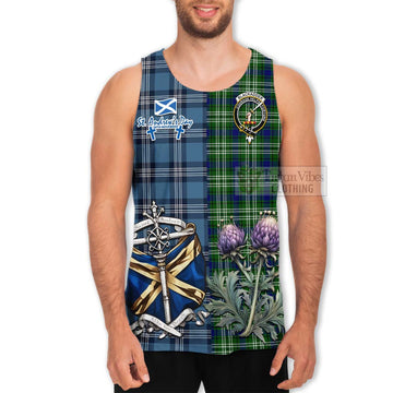 Blackadder Tartan Men's Tank Top Happy St. Andrew's Day Half Tartan Style - Tartan Vibes Clothing