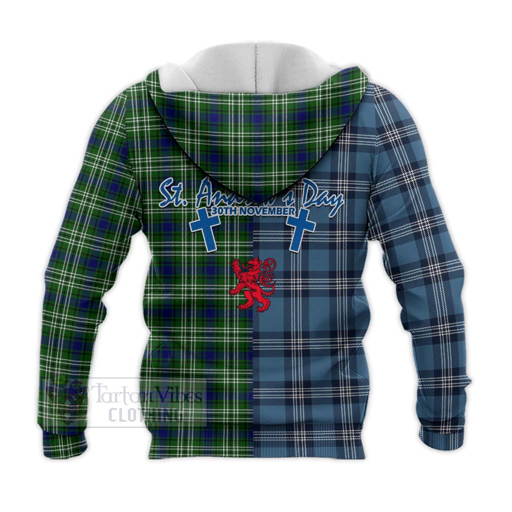 Blackadder Tartan Knitted Hoodie Happy St. Andrew's Day Half Tartan Style - Tartan Vibes Clothing