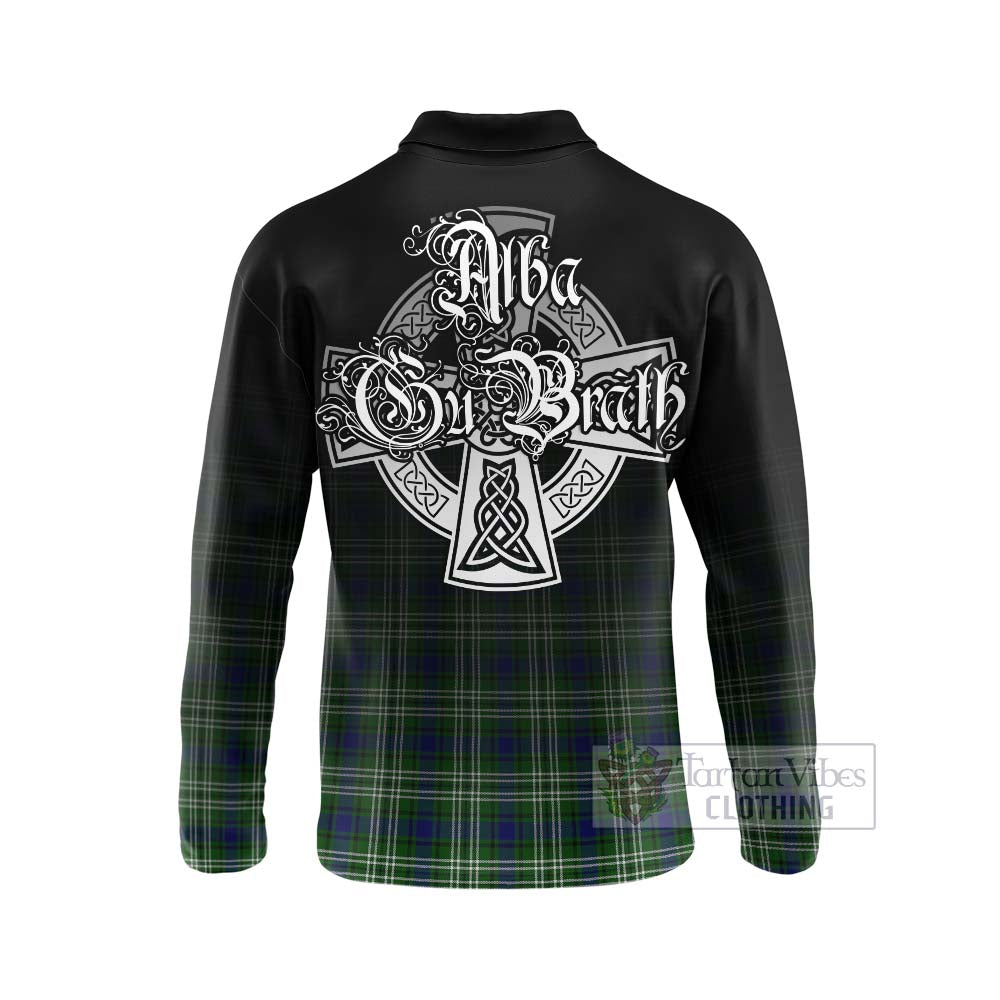 Blackadder Tartan Long Sleeve Polo Shirt Featuring Alba Gu Brath Family Crest Celtic Inspired - Tartan Vibes Clothing