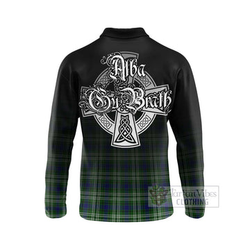 Blackadder Tartan Long Sleeve Polo Shirt Featuring Alba Gu Brath Family Crest Celtic Inspired - Tartan Vibes Clothing