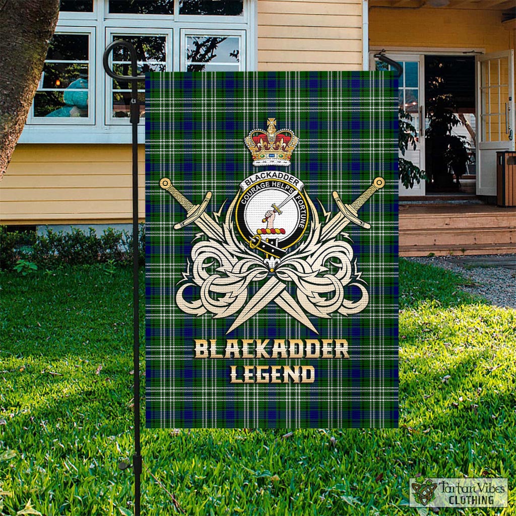 Tartan Vibes Clothing Blackadder Tartan Flag with Clan Crest and the Golden Sword of Courageous Legacy