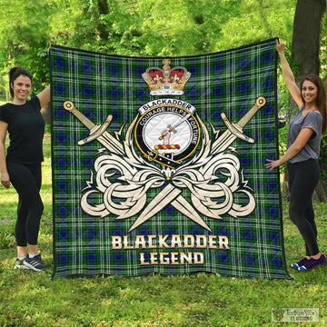 Blackadder Tartan Quilt with Clan Crest and the Golden Sword of Courageous Legacy - Tartan Vibes Clothing