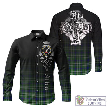 Blackadder Tartan Long Sleeve Button Up Featuring Alba Gu Brath Family Crest Celtic Inspired