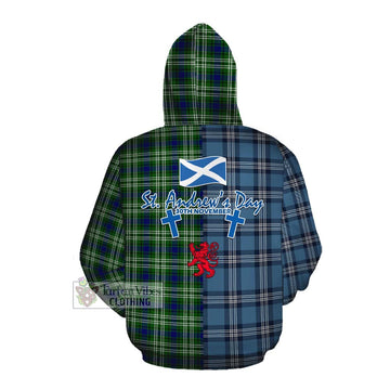 Blackadder Tartan Cotton Hoodie Happy St. Andrew's Day Half Tartan Style Pullover Hoodie - Tartan Vibes Clothing