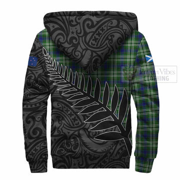 Blackadder Crest Tartan Sherpa Hoodie with New Zealand Silver Fern Half Style - Tartan Vibes Clothing