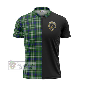 Blackadder Tartan Zipper Polo Shirt with Family Crest and Half Of Me Style - Tartan Vibes Clothing
