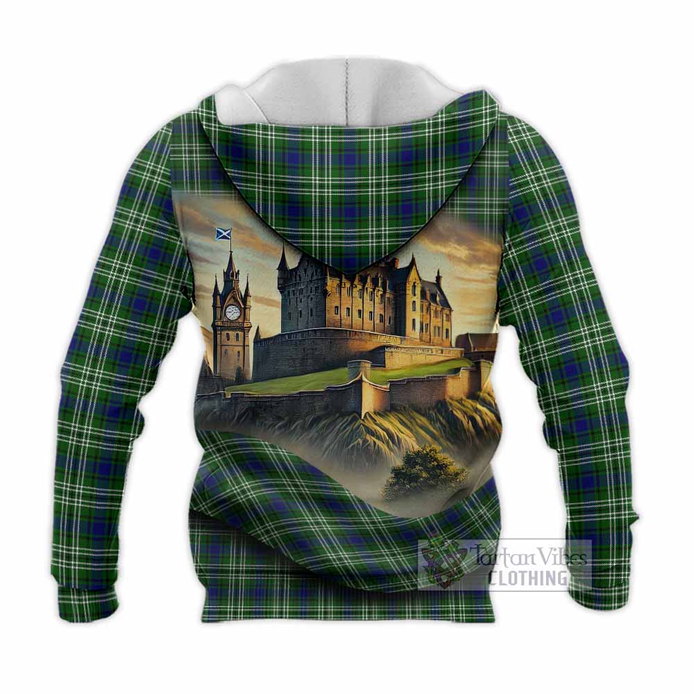 Blackadder Tartan Family Crest Knitted Hoodie with Scottish Ancient Castle Style - Tartan Vibes Clothing