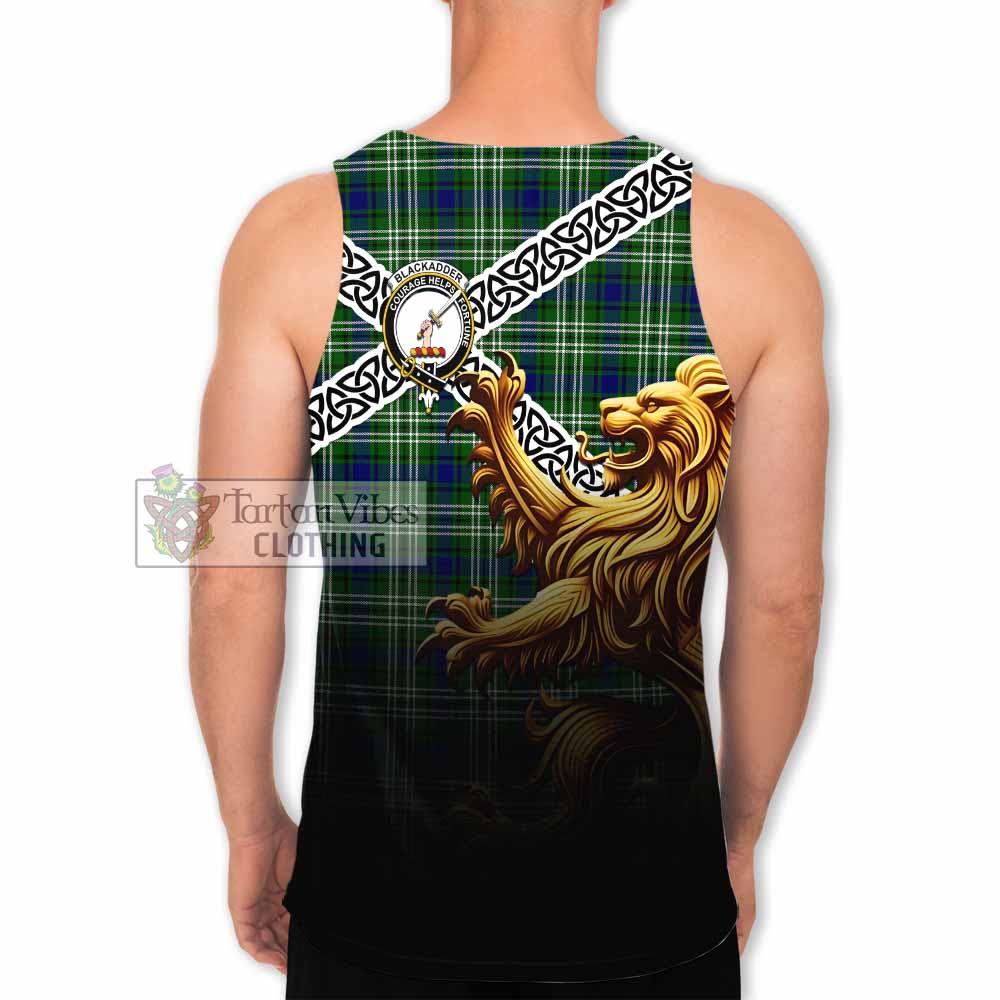 Blackadder Crest Tartan Men's Tank Top with Golden Lion Emblem Celtic Style - Tartan Vibes Clothing