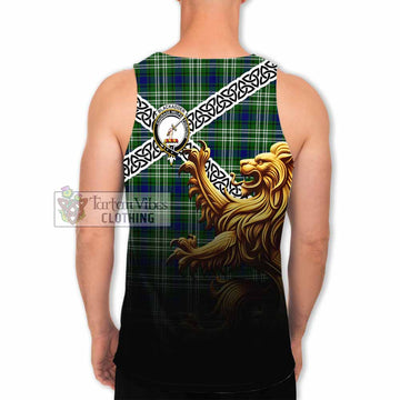 Blackadder Crest Tartan Men's Tank Top with Golden Lion Emblem Celtic Style - Tartan Vibes Clothing