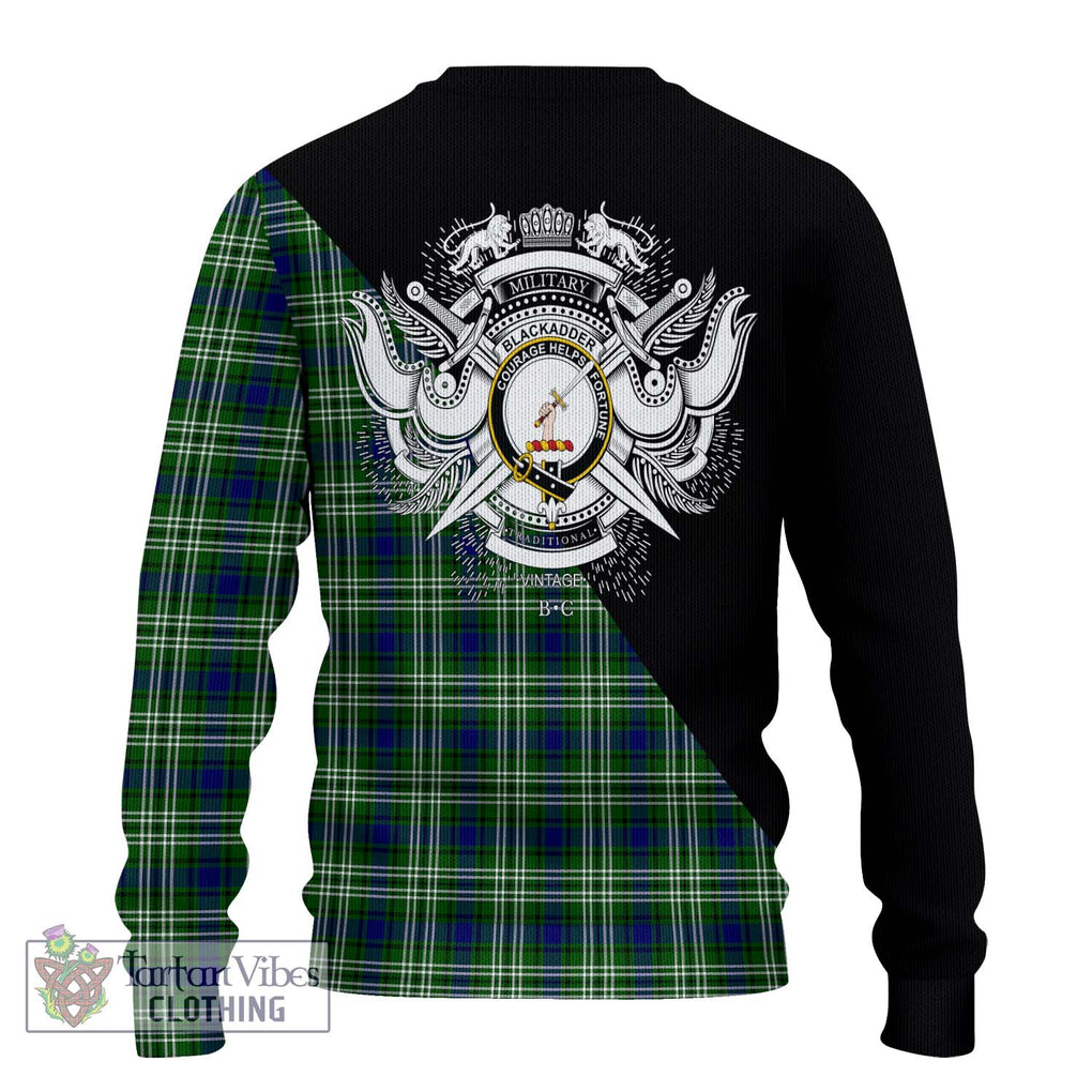 Blackadder Tartan Ugly Sweater with Family Crest and Military Logo Style - Tartan Vibes Clothing