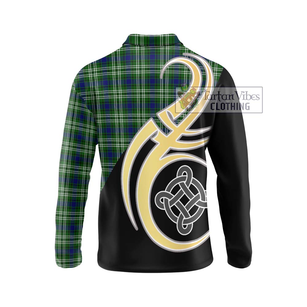 Blackadder Tartan Long Sleeve Polo Shirt with Family Crest and Celtic Symbol Style - Tartan Vibes Clothing