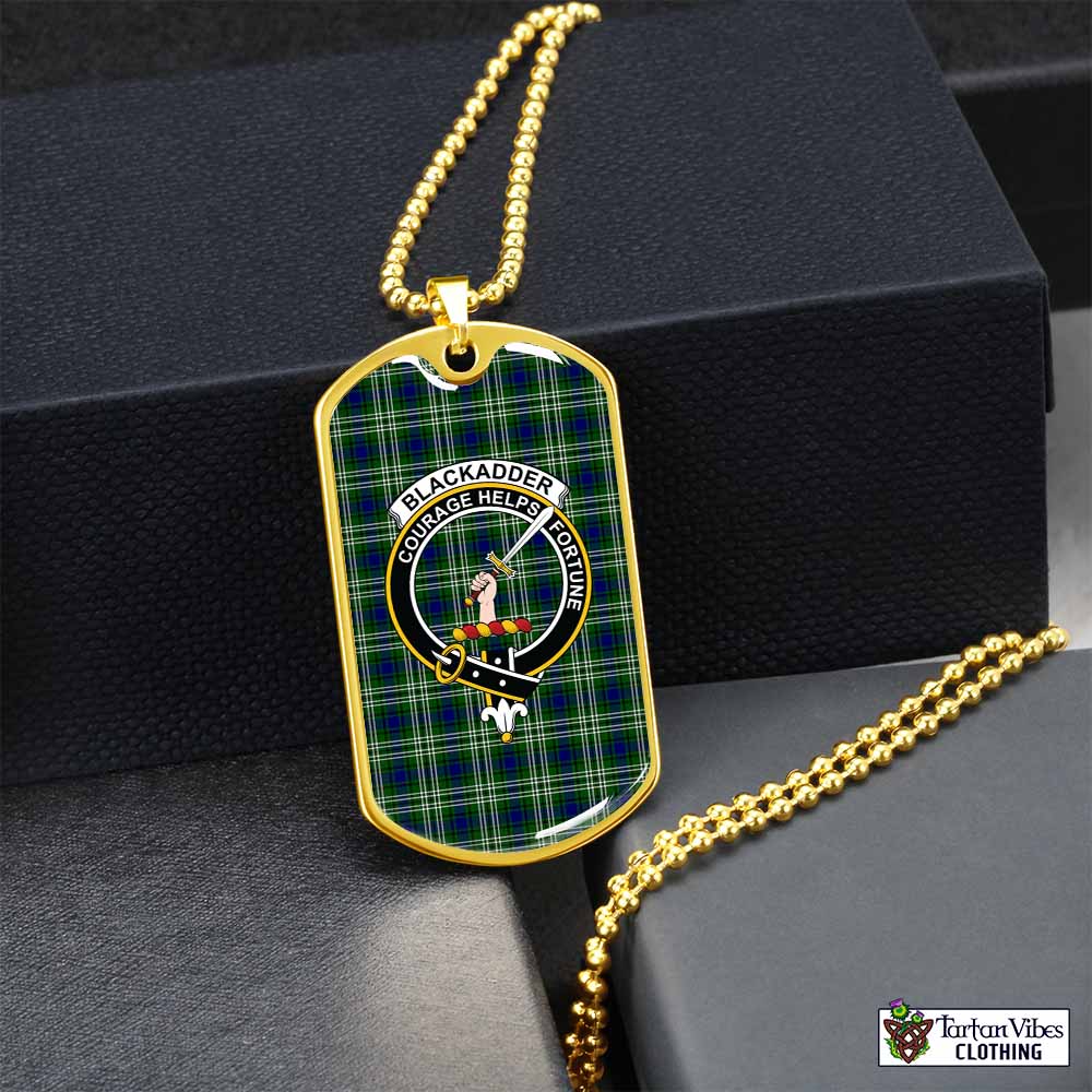 Blackadder Tartan Dog Tag Necklace with Family Crest Gold No - Tartan Vibes Clothing