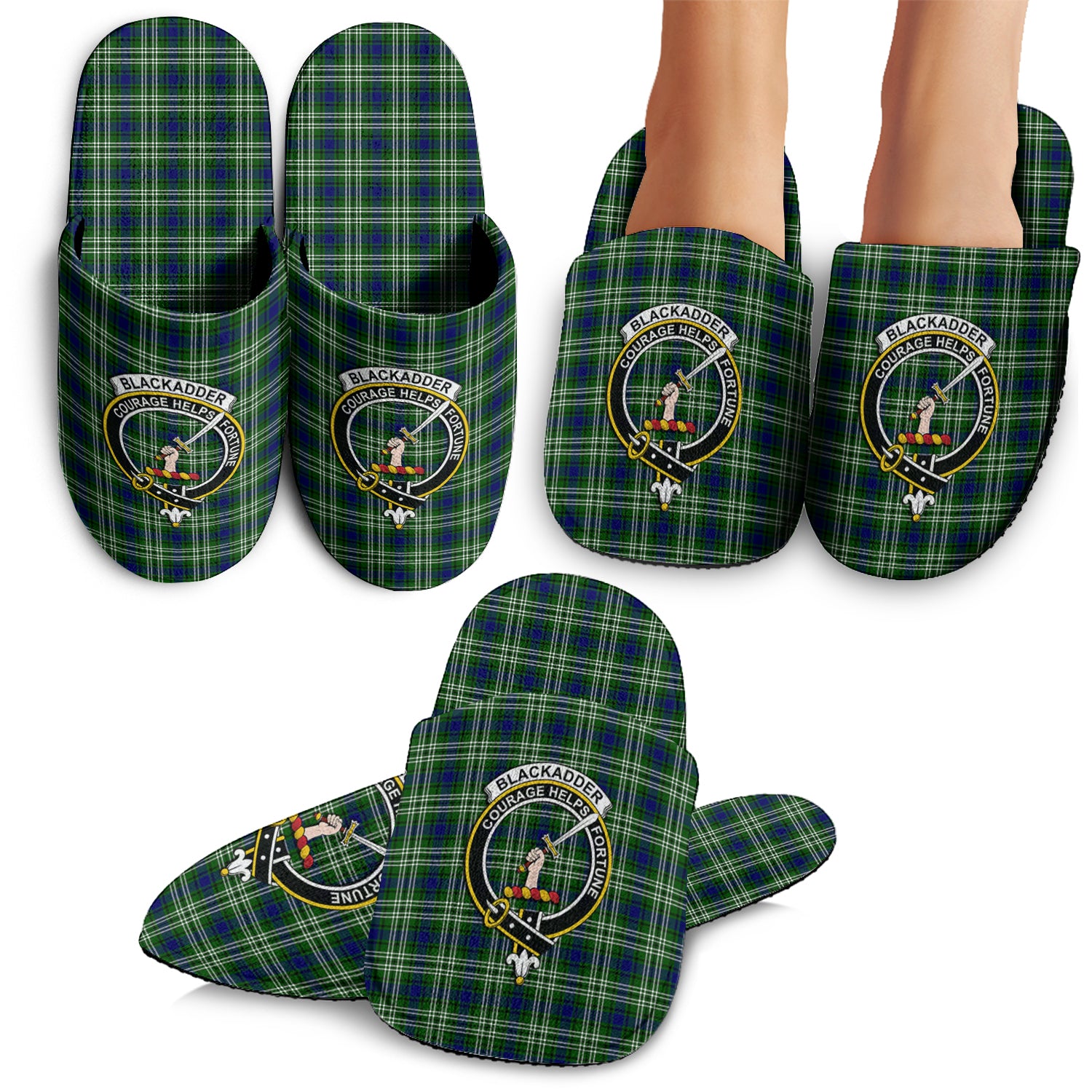 Blackadder Tartan Home Slippers with Family Crest - Tartanvibesclothing