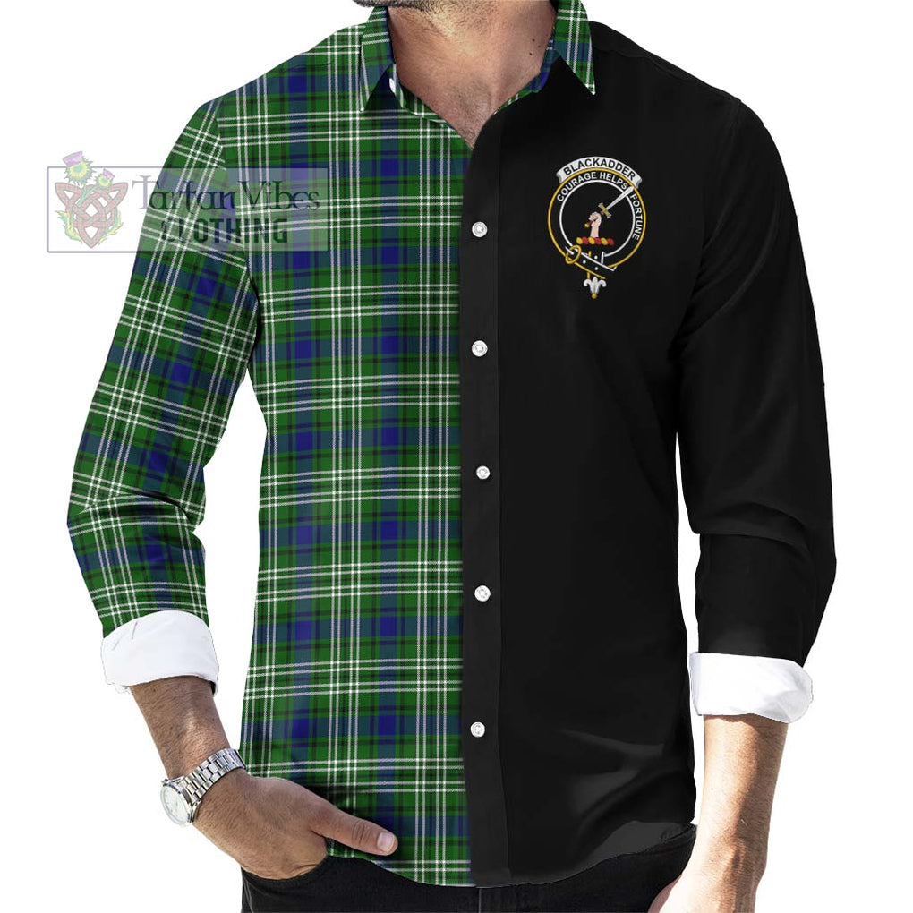 Blackadder Tartan Long Sleeve Button Shirt with Family Crest and Half Of Me Style - Tartanvibesclothing Shop