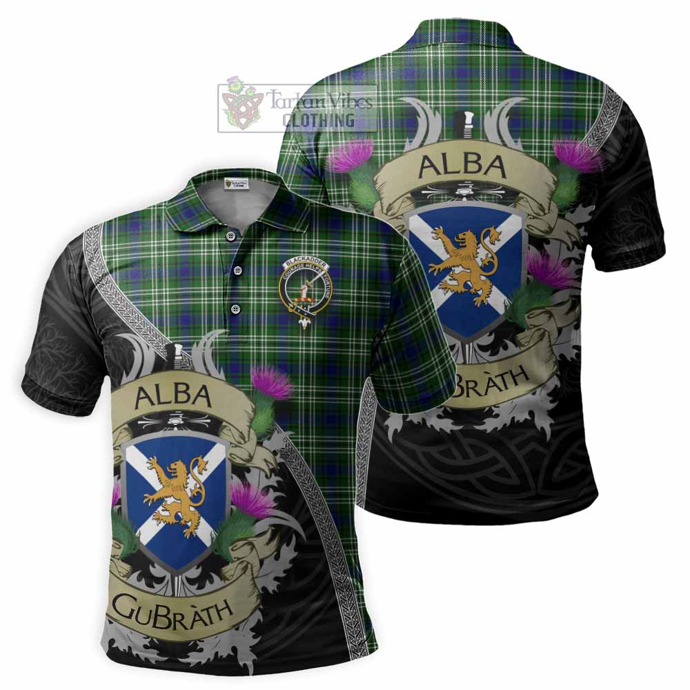 Tartan Vibes Clothing Blackadder Tartan Family Crest Polo Shirt Lion Rampant Royal Thistle Shield Celtic Inspired