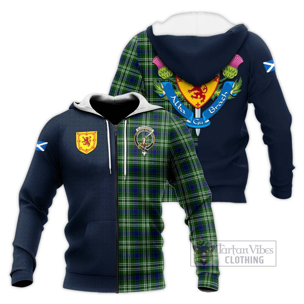 Blackadder Tartan Knitted Hoodie Alba with Scottish Lion Royal Arm Half Style Unisex Knitted Zip Hoodie - Tartan Vibes Clothing
