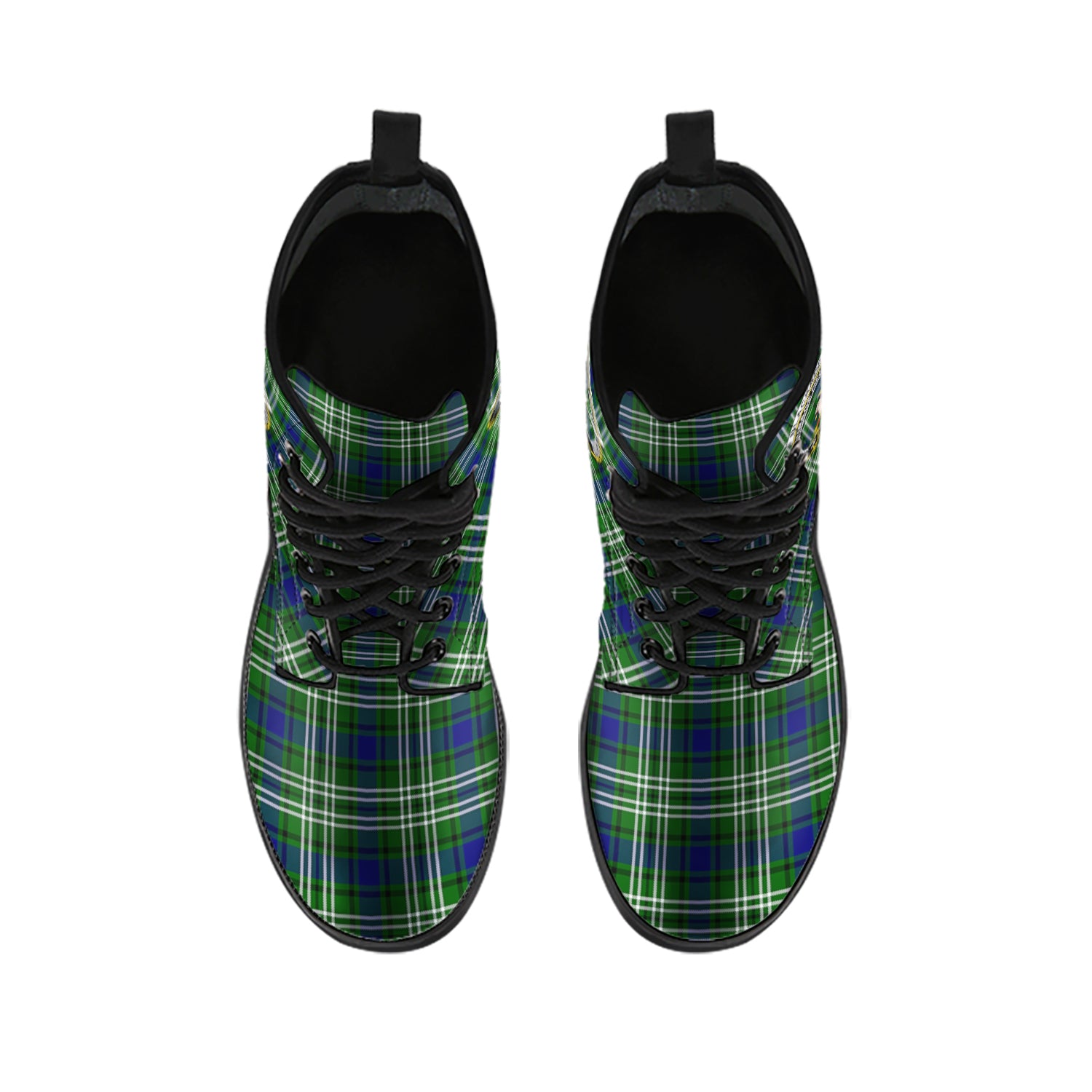 Blackadder Tartan Leather Boots with Family Crest - Tartanvibesclothing