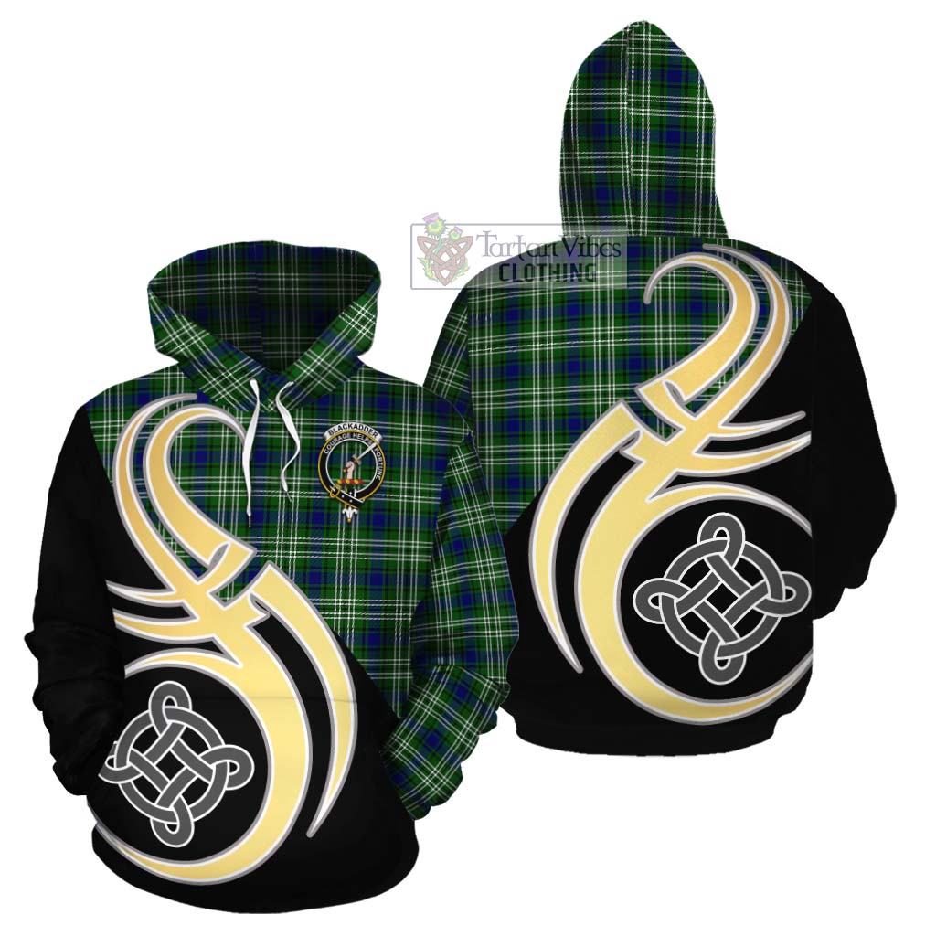 Blackadder Tartan Cotton Hoodie with Family Crest and Celtic Symbol Style Zip Hoodie - Tartan Vibes Clothing
