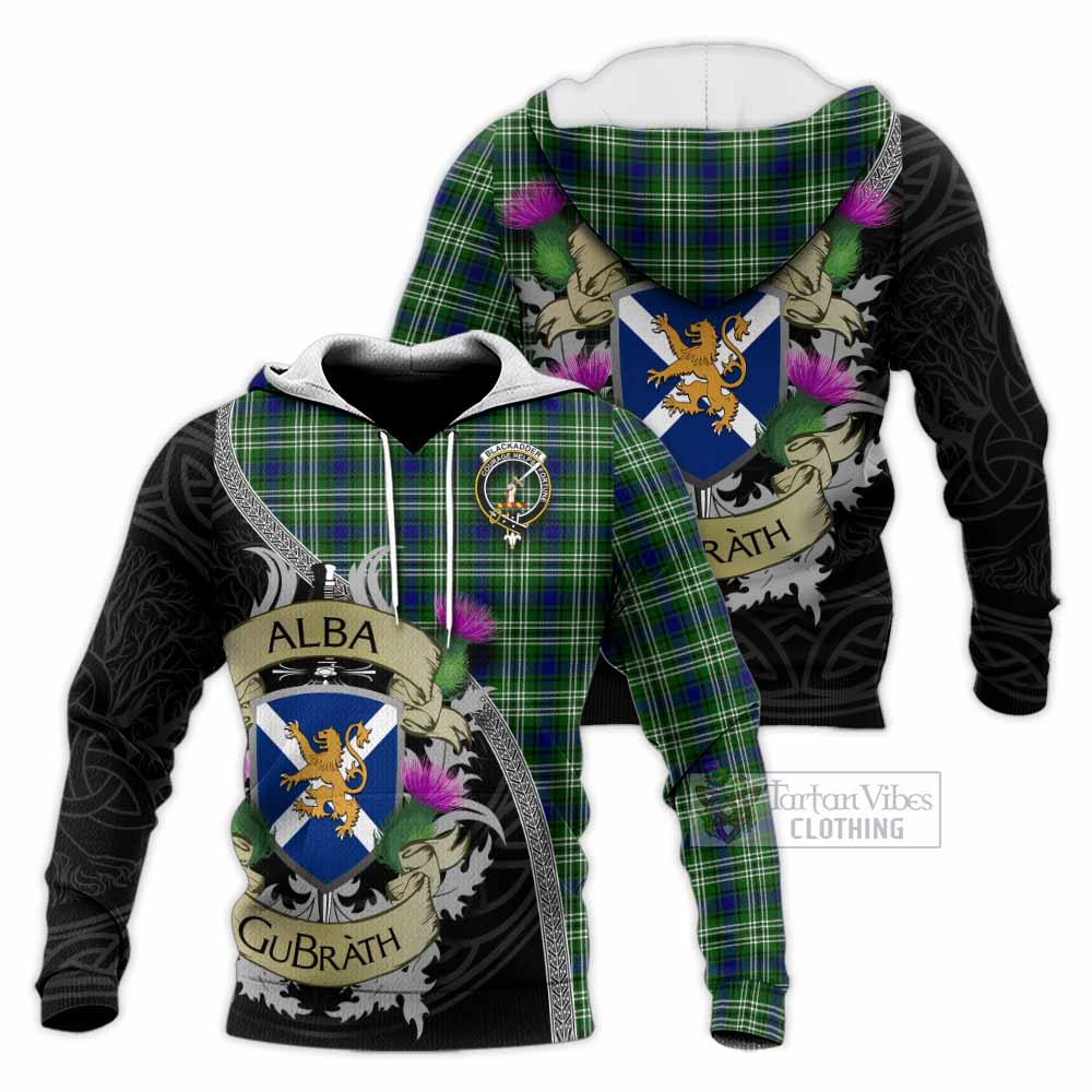 Blackadder Tartan Family Crest Knitted Hoodie Lion Rampant Royal Thistle Shield Celtic Inspired - Tartan Vibes Clothing