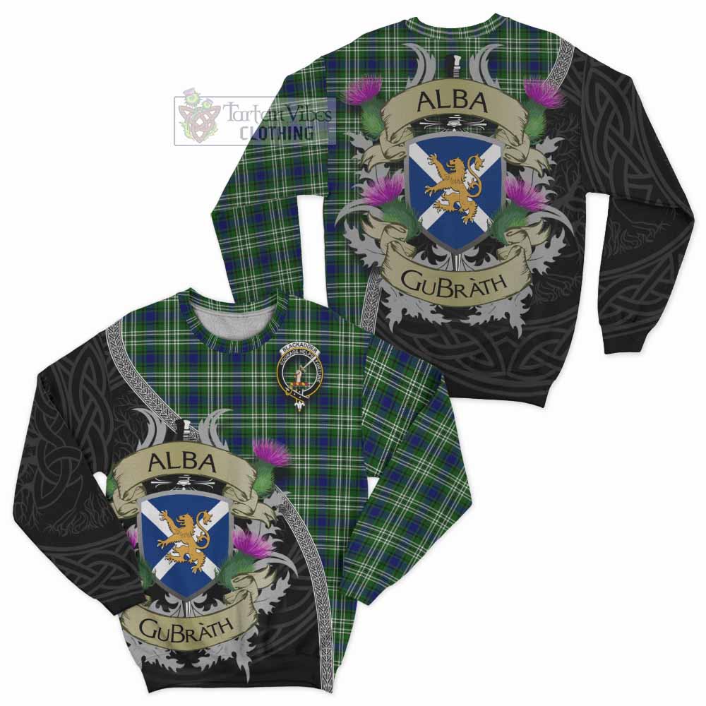 Blackadder Tartan Family Crest Sweatshirt Lion Rampant Royal Thistle Shield Celtic Inspired - Tartan Vibes Clothing