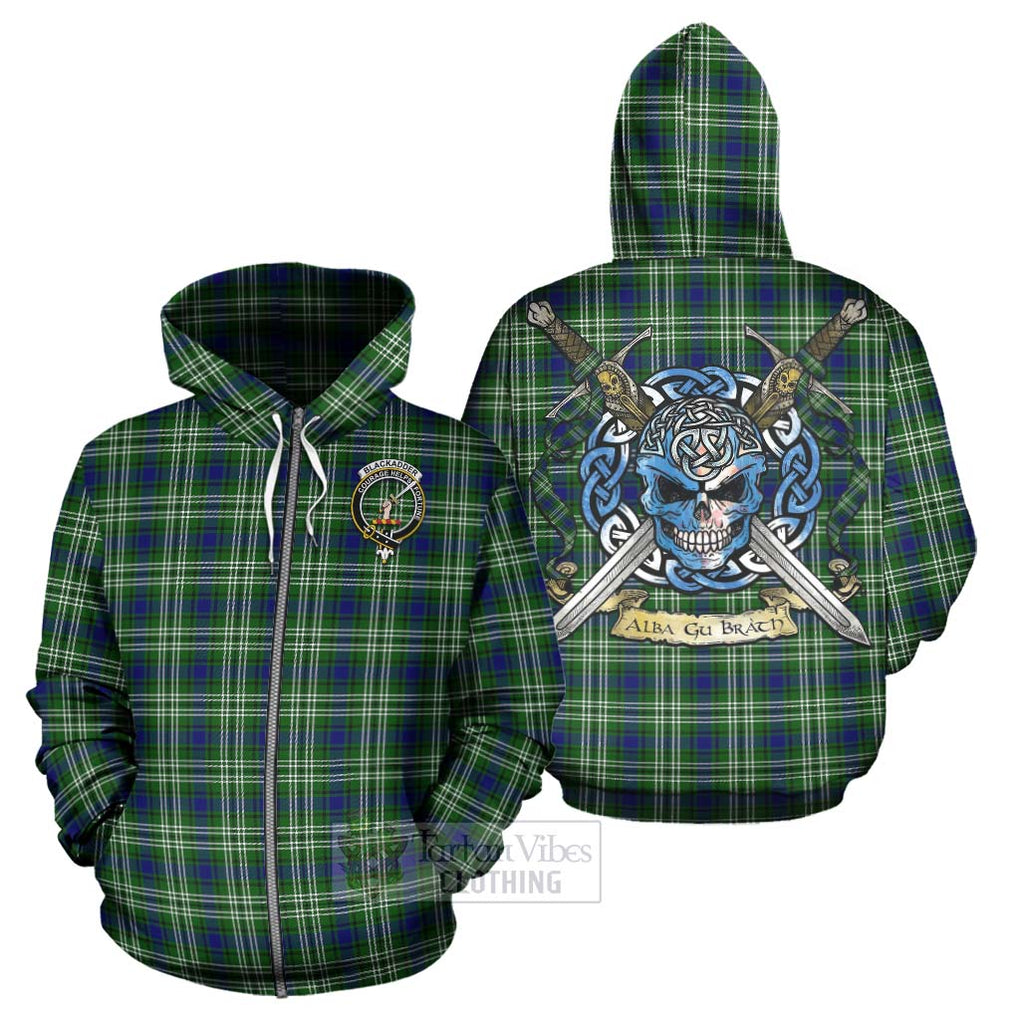 Blackadder Tartan Hoodie with Family Crest Celtic Skull Style - Tartan Vibes Clothing