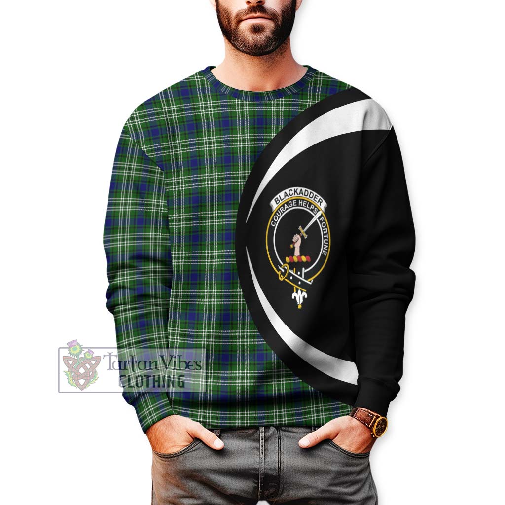 Blackadder Tartan Sweatshirt with Family Crest Circle Style - Tartan Vibes Clothing