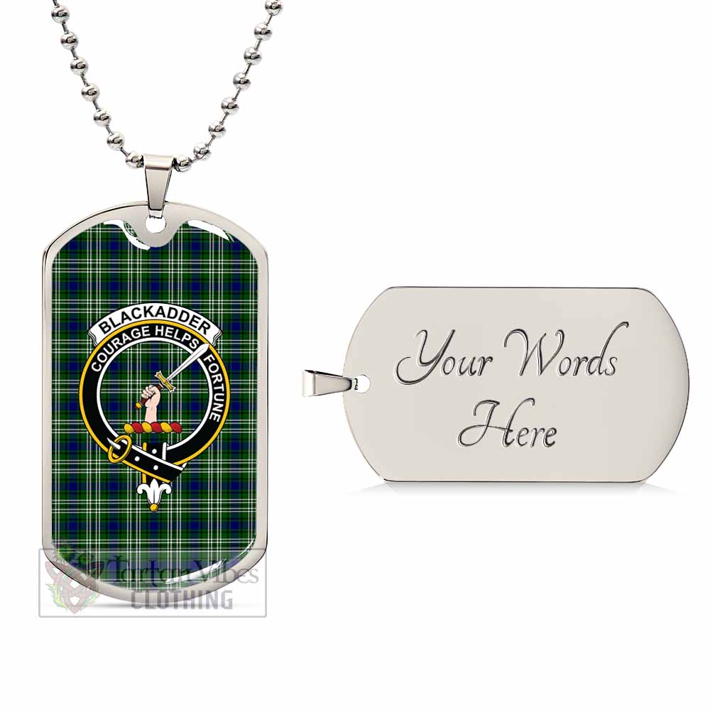 Blackadder Tartan Dog Tag Necklace with Family Crest Silver Yes - Tartan Vibes Clothing