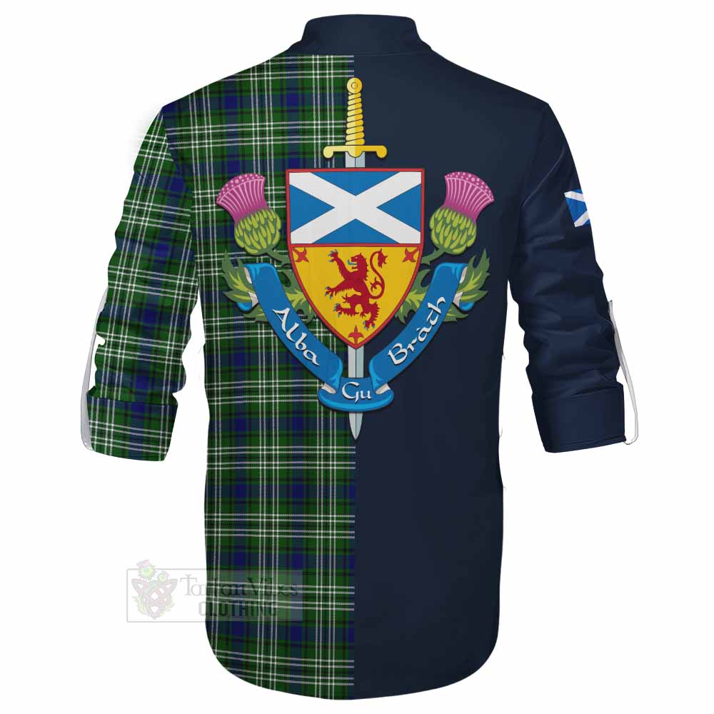 Blackadder Tartan Ghillie Kilt Shirt Alba with Scottish Lion Royal Arm Half Style - Tartan Vibes Clothing