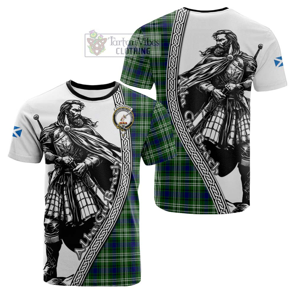 Blackadder Tartan Clan Crest Cotton T-shirt with Highlander Warrior Celtic Style - Tartan Vibes Clothing