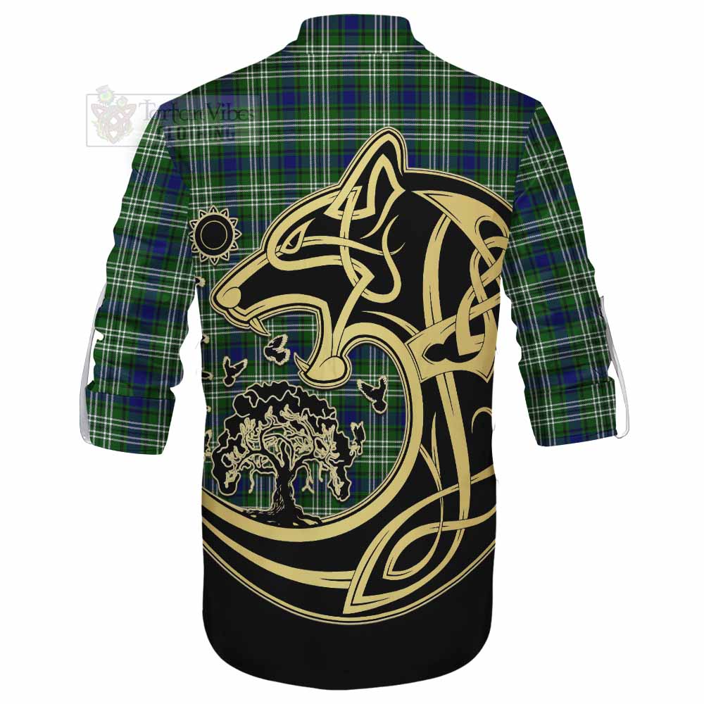 Blackadder Tartan Ghillie Kilt Shirt with Family Crest Celtic Wolf Style - Tartan Vibes Clothing