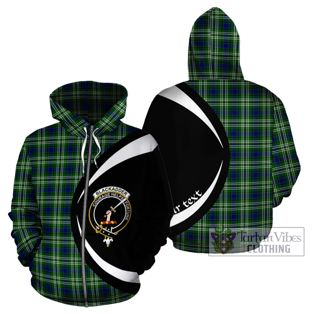 Blackadder Tartan Hoodie with Family Crest Circle Style - Tartan Vibes Clothing